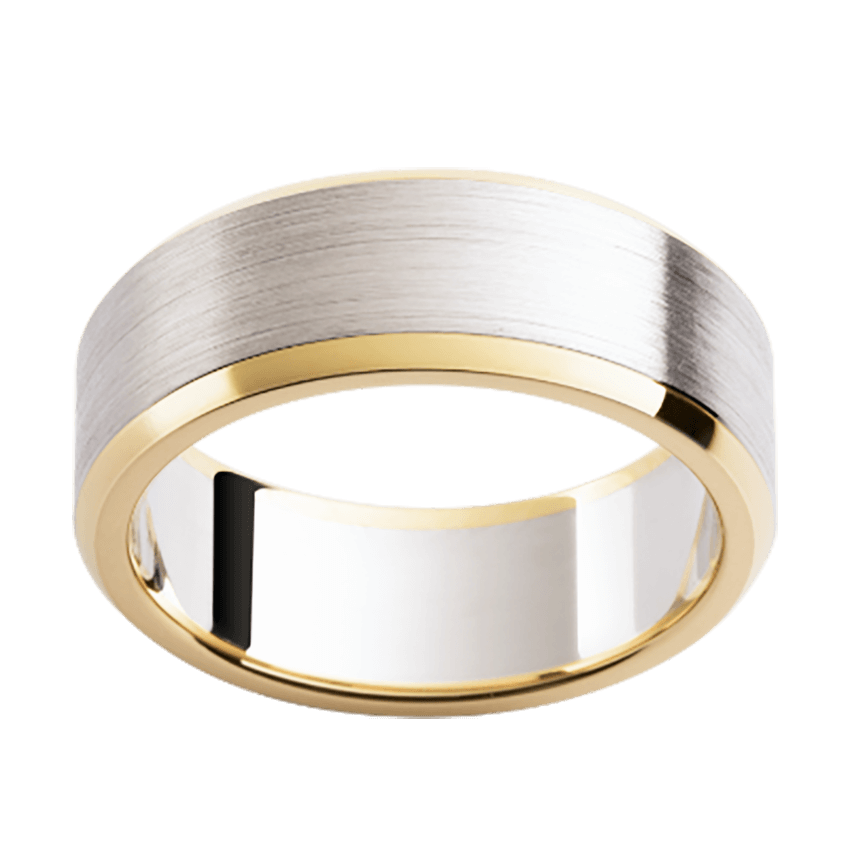 Mens Matte Two-tone Yellow and White Gold Wedding Ring – Australian Diamond Network