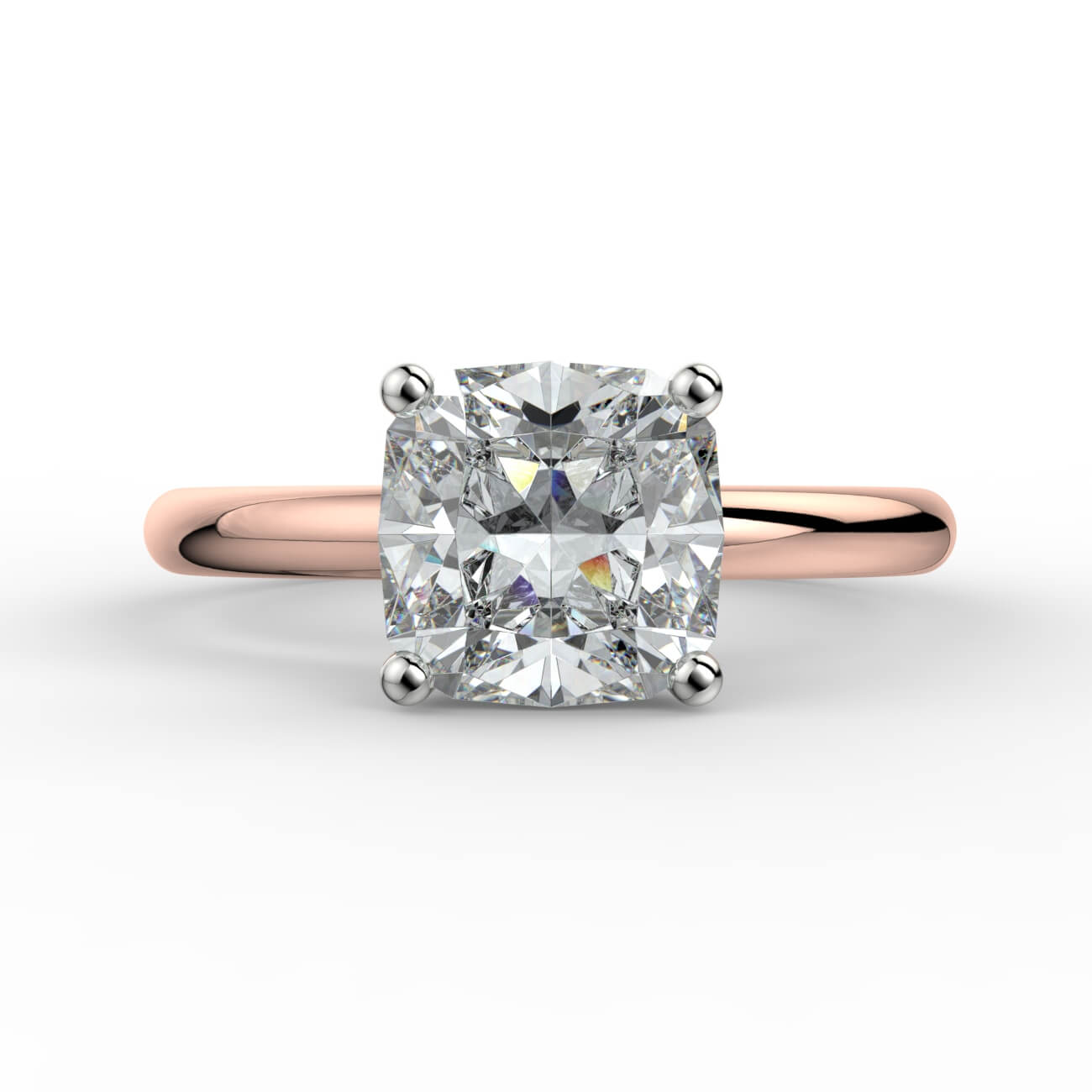 Solitaire cushion cut diamond engagement ring in white and rose gold – Australian Diamond Network