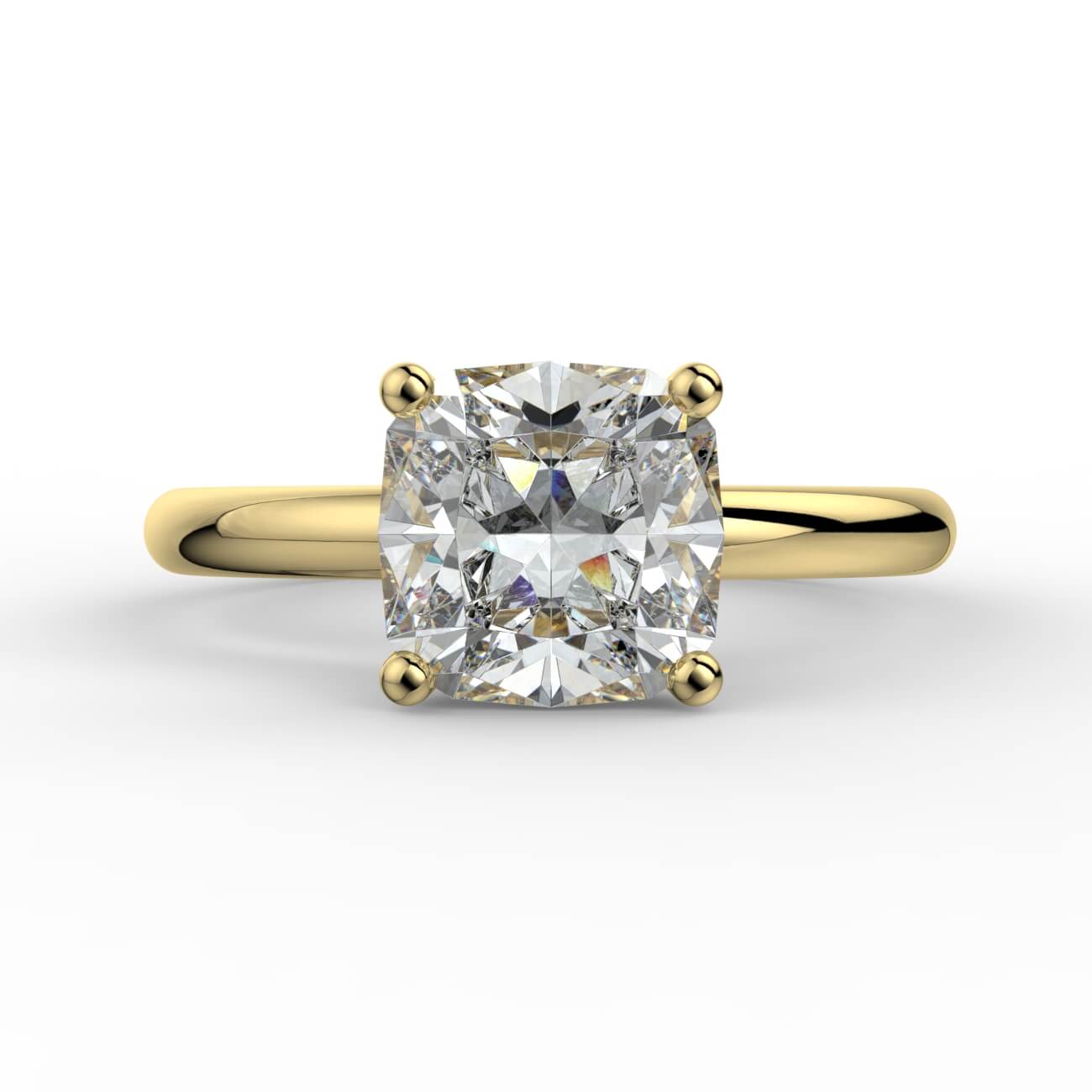 Solitaire cushion cut diamond engagement ring in yellow gold – Australian Diamond Network