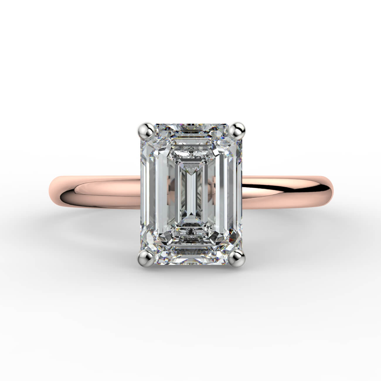 Solitaire emerald cut diamond engagement ring in white and rose gold – Australian Diamond Network