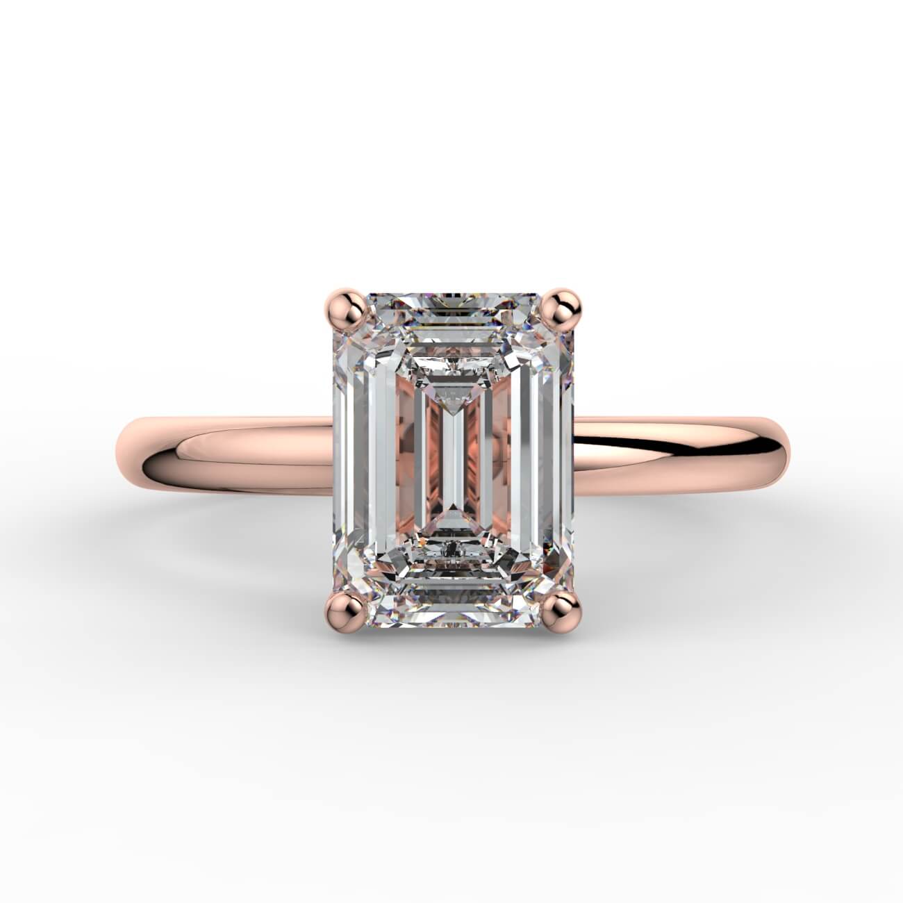 Solitaire emerald cut diamond engagement ring in rose gold – Australian Diamond Network