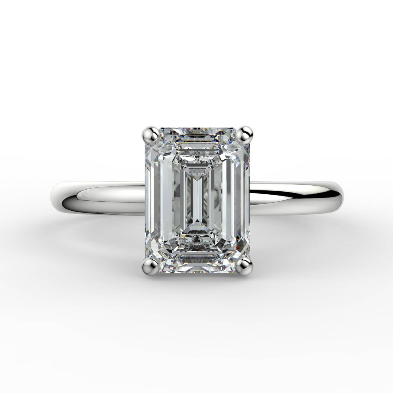 Solitaire emerald cut diamond engagement ring in white gold – Australian Diamond Network