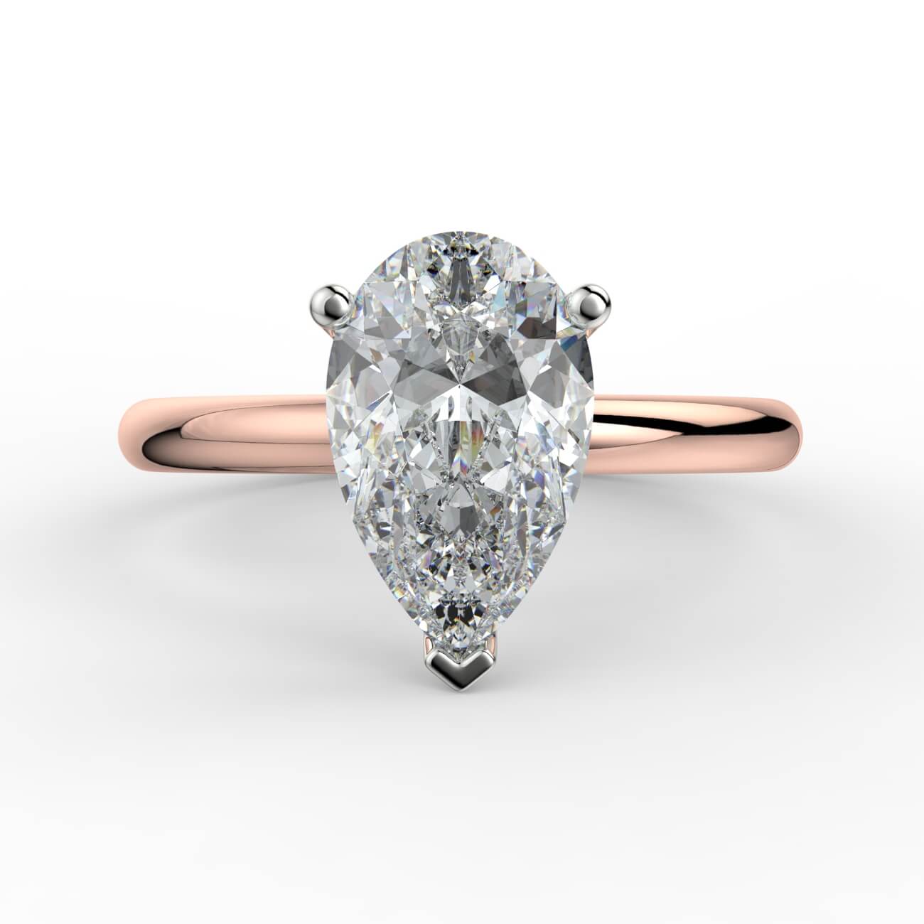 Solitaire pear shape diamond engagement ring in white and rose gold – Australian Diamond Network