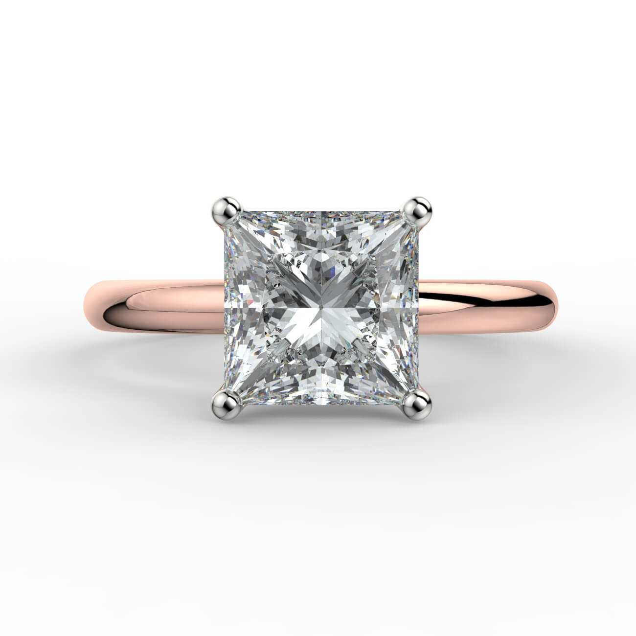 Solitaire princess cut diamond engagement ring in white and rose gold – Australian Diamond Network