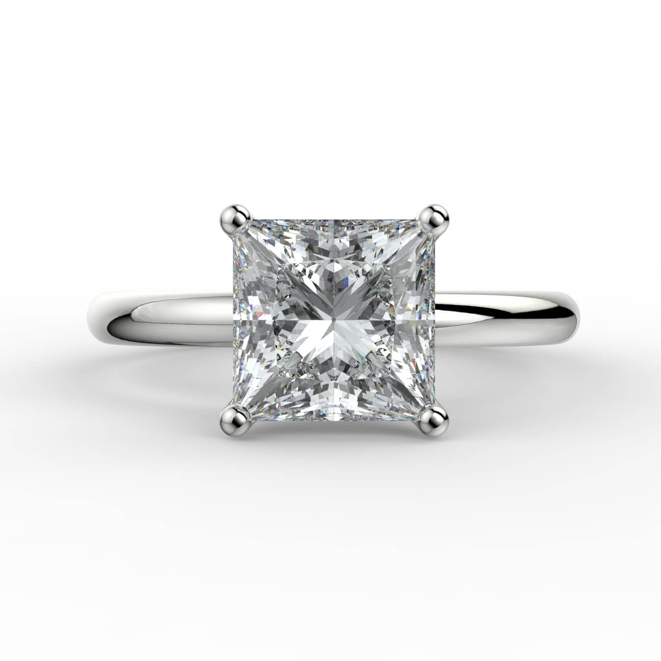 Solitaire princess cut diamond engagement ring in white gold – Australian Diamond Network