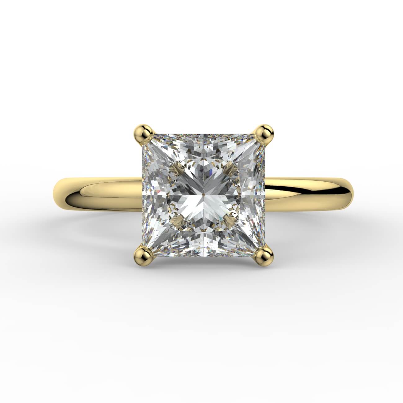 Solitaire princess cut diamond engagement ring in yellow gold – Australian Diamond Network