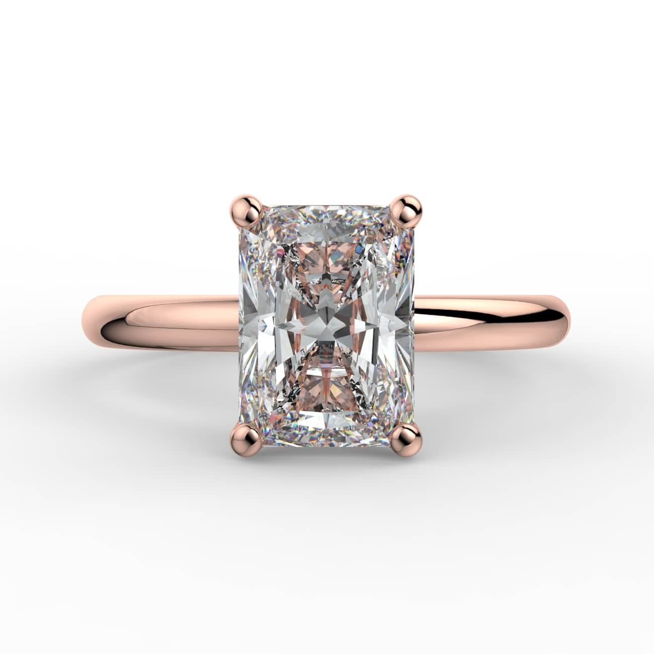 Solitaire radiant cut diamond engagement ring in pink gold – Australian Diamond Network