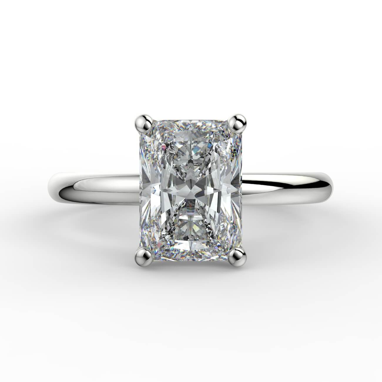 Solitaire radiant cut diamond engagement ring in platinum – Australian Diamond Network
