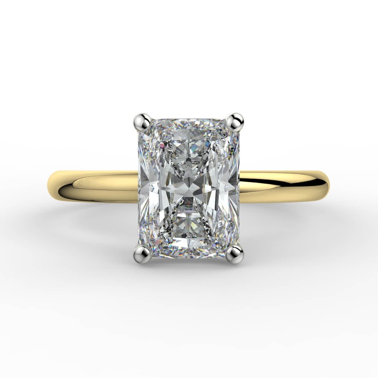 Solitaire radiant cut diamond engagement ring in white and yellow gold – Australian Diamond Network