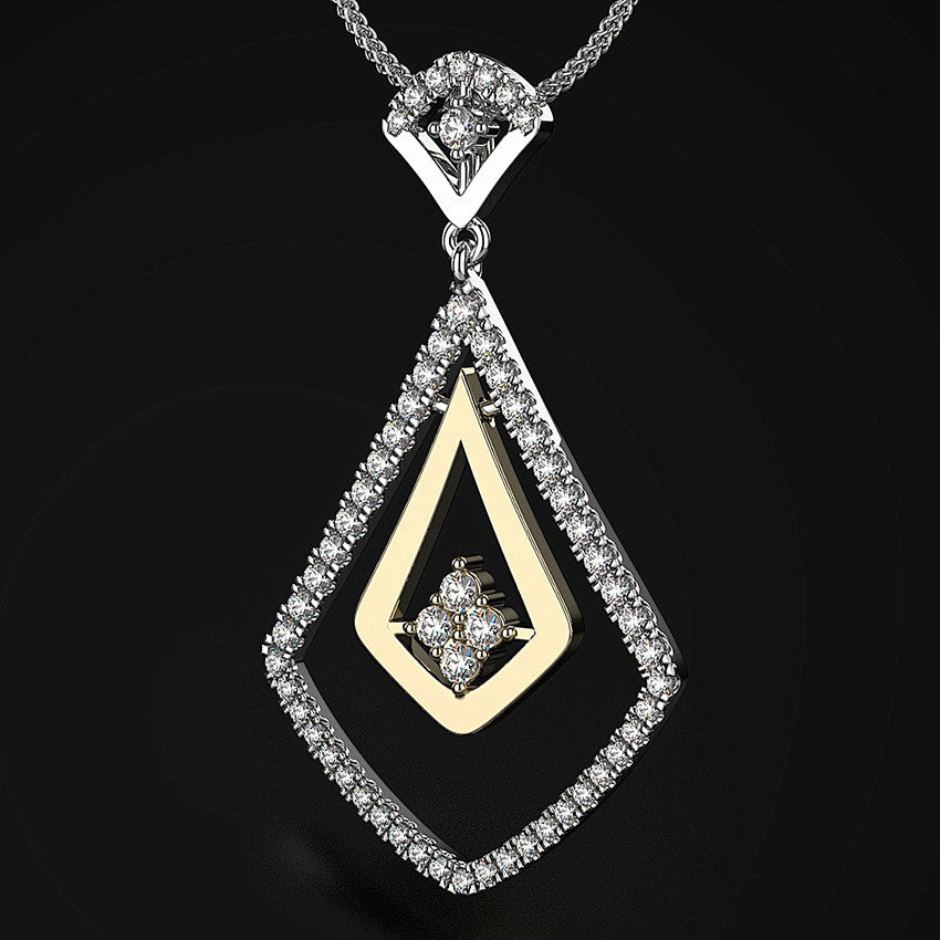 art deco inspired diamond pendant necklace 18 karat gold - Australian Diamond Network