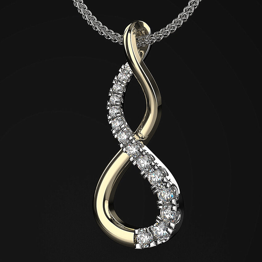 diamond interweave pendant necklace yellow gold - Australian Diamond Network