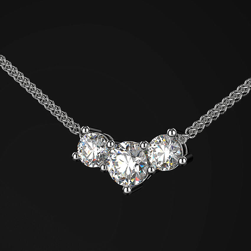classic three stone diamond pendant necklace white gold - Australian Diamond Network