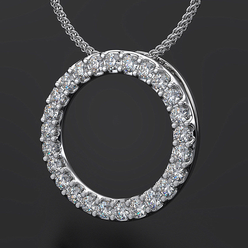 centred diamond pendant necklace 9k white gold - Australian Diamond Network