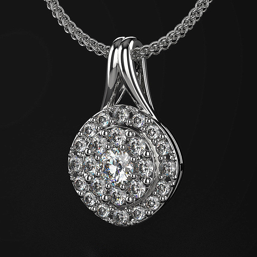 diamond pendant necklace 18k white gold with chain - Australian Diamond Network