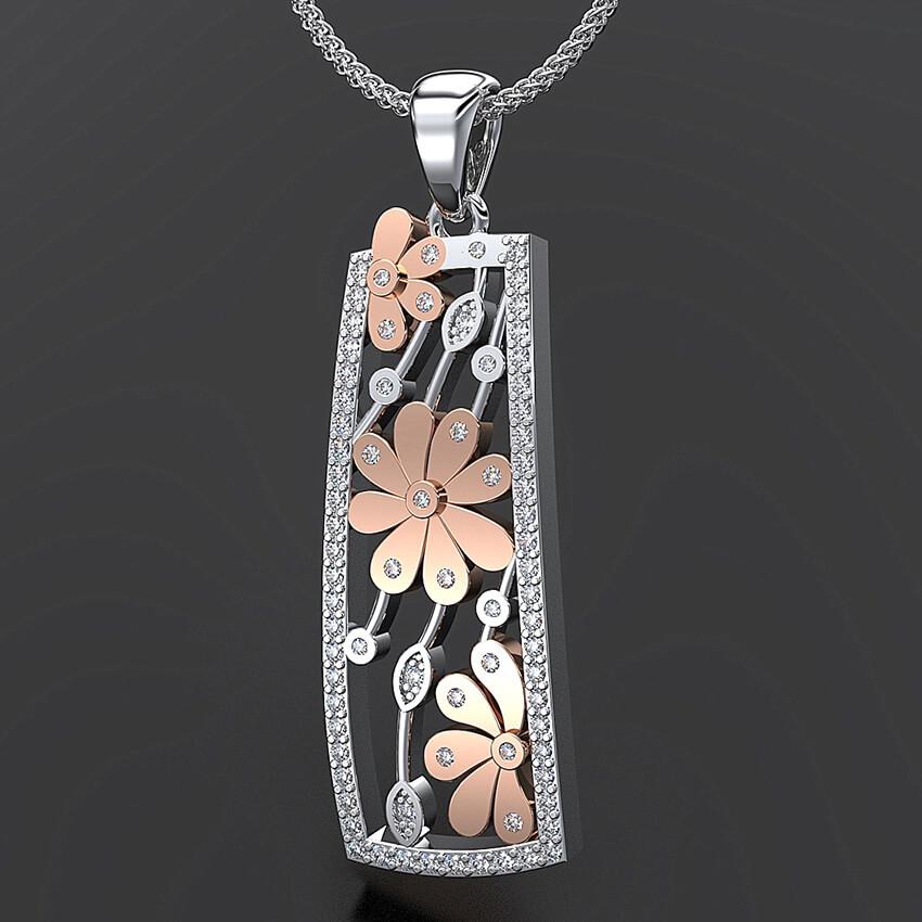 diamond floral pendant necklace 9k or 18k gold - Australian Diamond Network