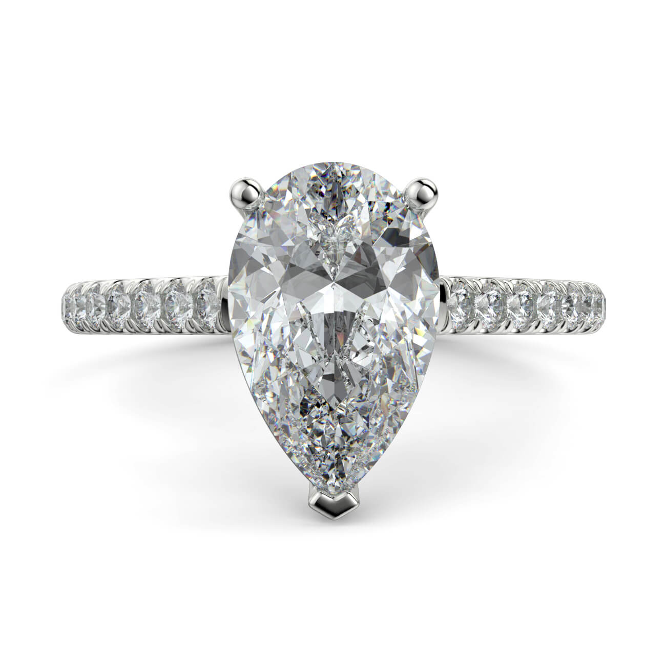 Pear shape diamond cathedral engagement ring in white gold – Australian Diamond Network