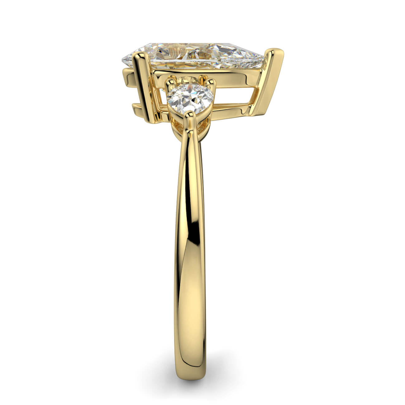 Pear Shape Diamond Ring With Pear Shape Side Diamonds In Yellow Gold – Australian Diamond Network