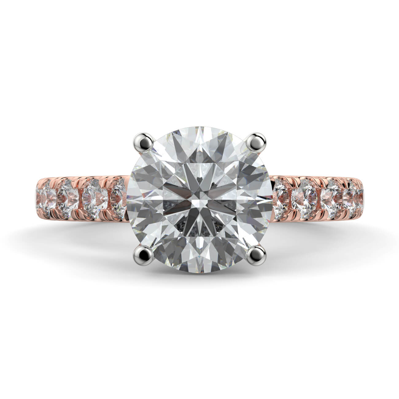 Round Brilliant Cut Diamond Engagement Ring In 18k Rose and White Gold – Australian Diamond Network