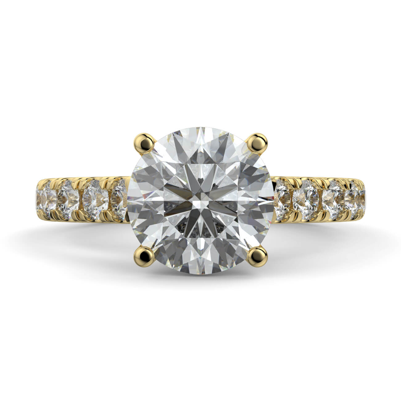 Round Brilliant Cut Diamond Engagement Ring In 18k Yellow Gold – Australian Diamond Network