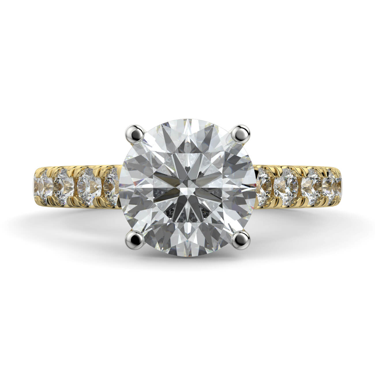 Round Brilliant Cut Diamond Engagement Ring In 18k Yellow and White Gold – Australian Diamond Network