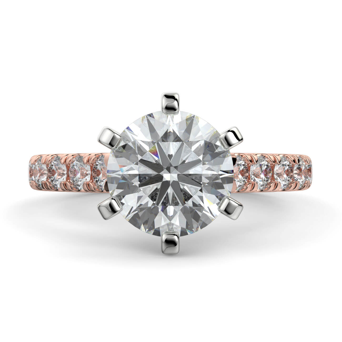 Round Brilliant Cut Diamond Engagement Ring In Rose and White Gold – Australian Diamond Network