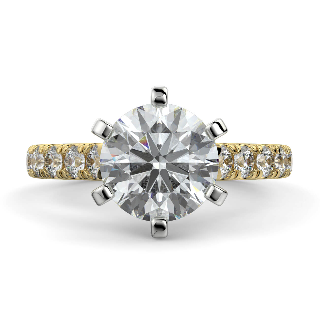 Round Brilliant Cut Diamond Engagement Ring In Yellow and White Gold – Australian Diamond Network
