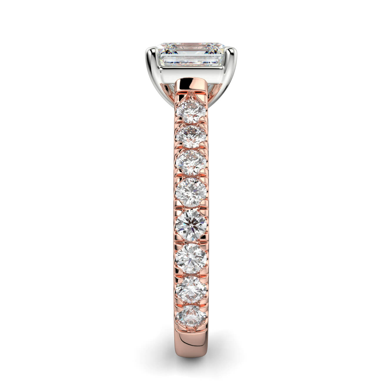 Prestige Asscher Cut Diamond Engagement Ring In Rose and White Gold – Australian Diamond Network
