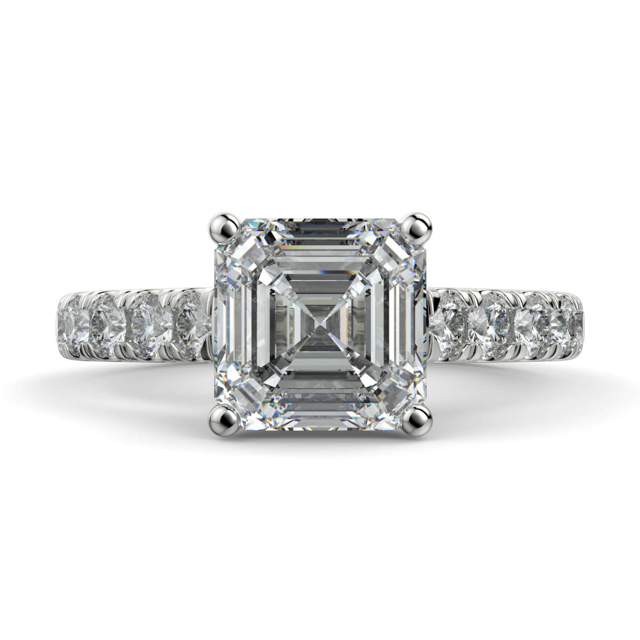 Prestige Asscher Cut Diamond Engagement Ring In White Gold – Australian Diamond Network