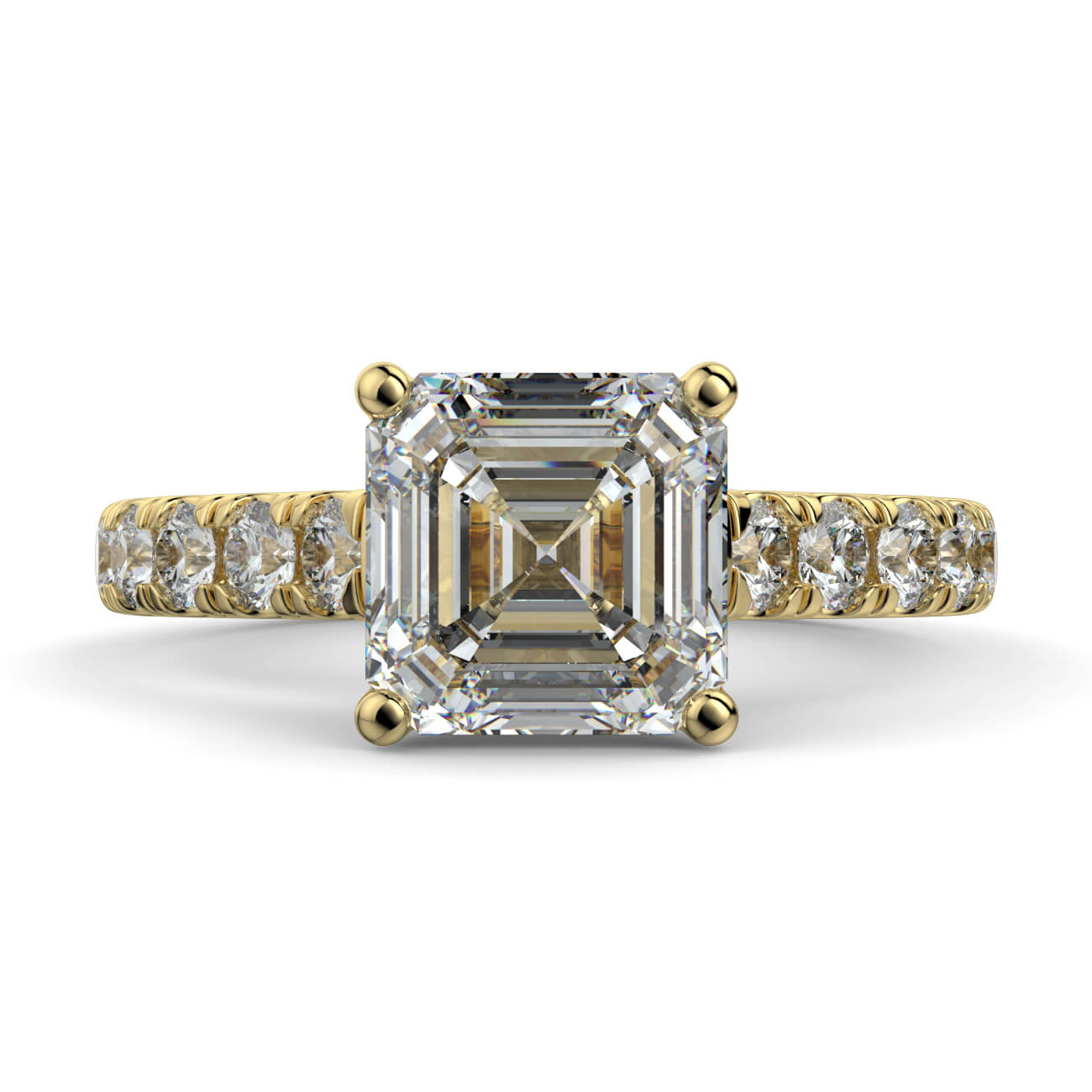 Prestige Asscher Cut Diamond Engagement Ring In Yellow Gold – Australian Diamond Network