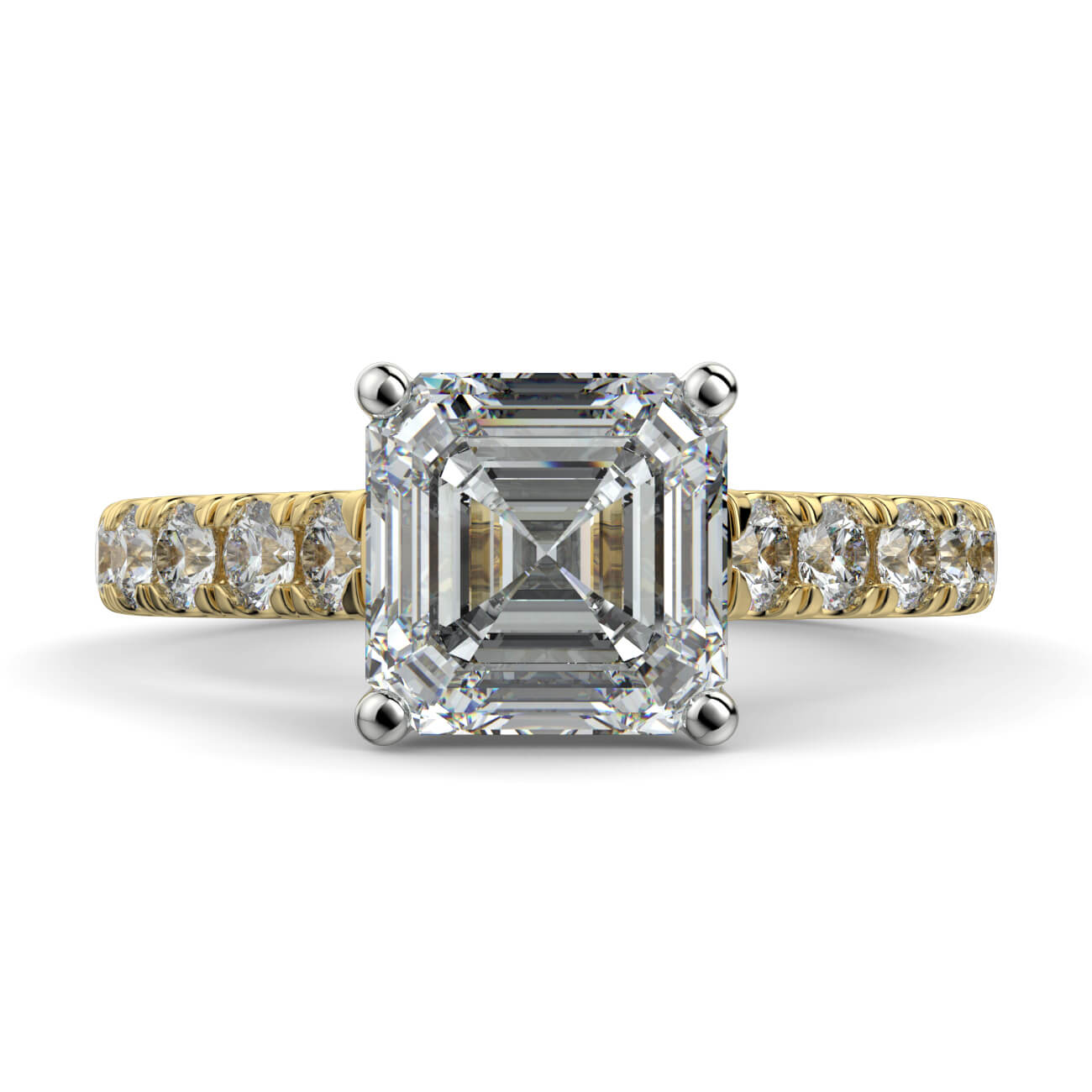 Prestige Asscher Cut Diamond Engagement Ring In Yellow and White Gold – Australian Diamond Network