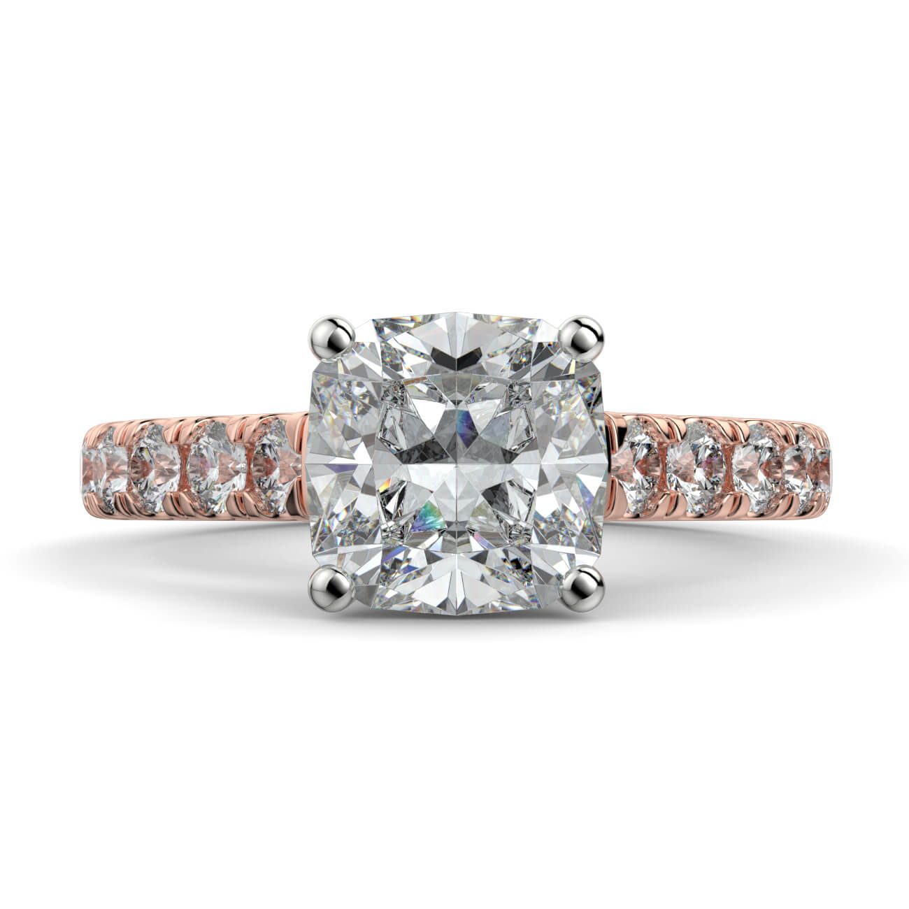 Prestige Cushion Cut Diamond Engagement Ring In 18k Rose and White Gold – Australian Diamond Network