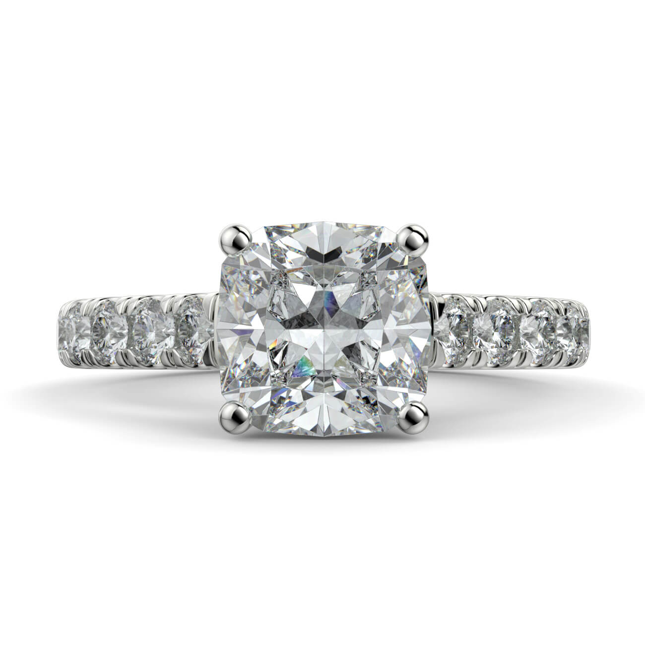 Prestige Cushion Cut Diamond Engagement Ring In 18k White Gold – Australian Diamond Network