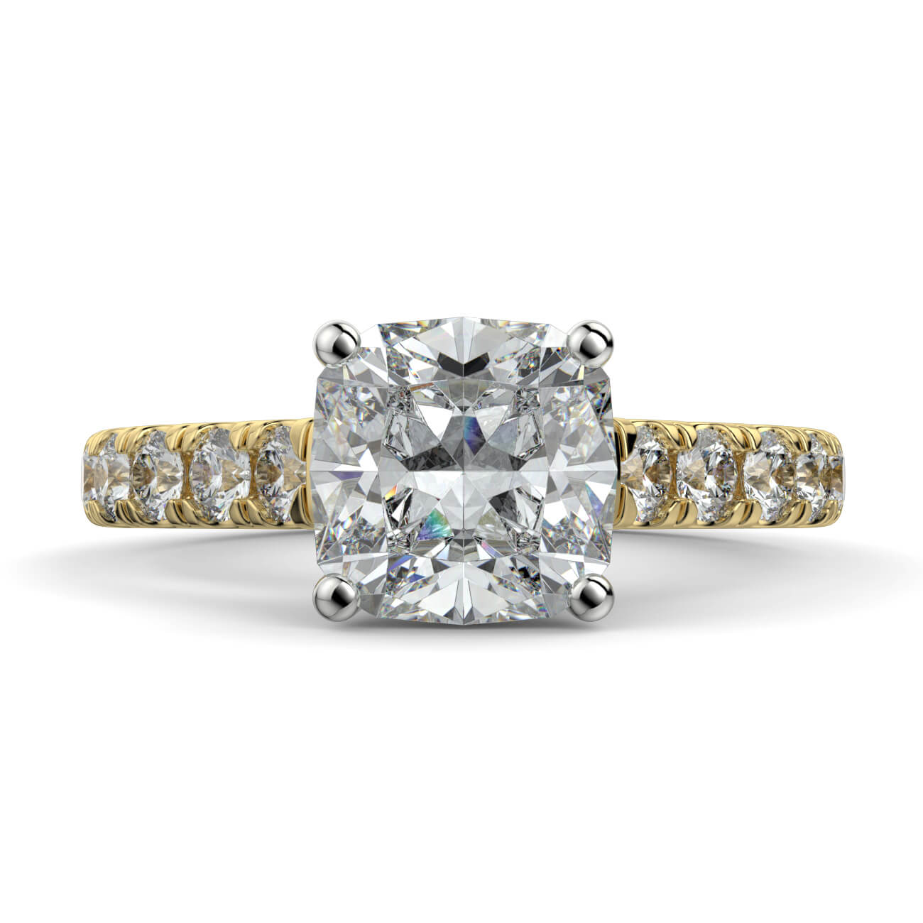 Prestige Cushion Cut Diamond Engagement Ring In 18k Yellow and White Gold – Australian Diamond Network