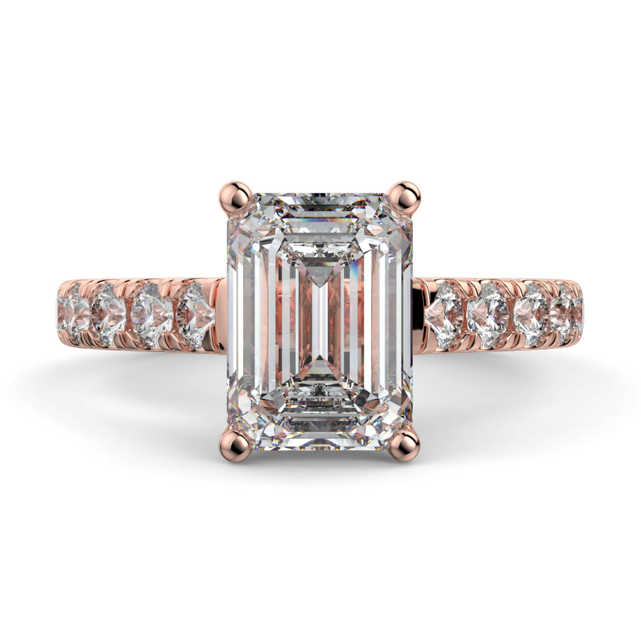 Prestige Emerald Cut Diamond Engagement Ring In 18k Rose Gold – Australian Diamond Network