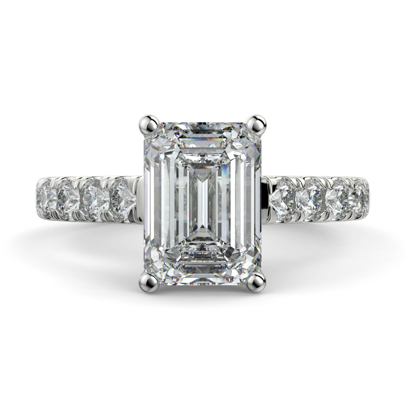 Prestige Emerald Cut Diamond Engagement Ring In White Gold – Australian Diamond Network