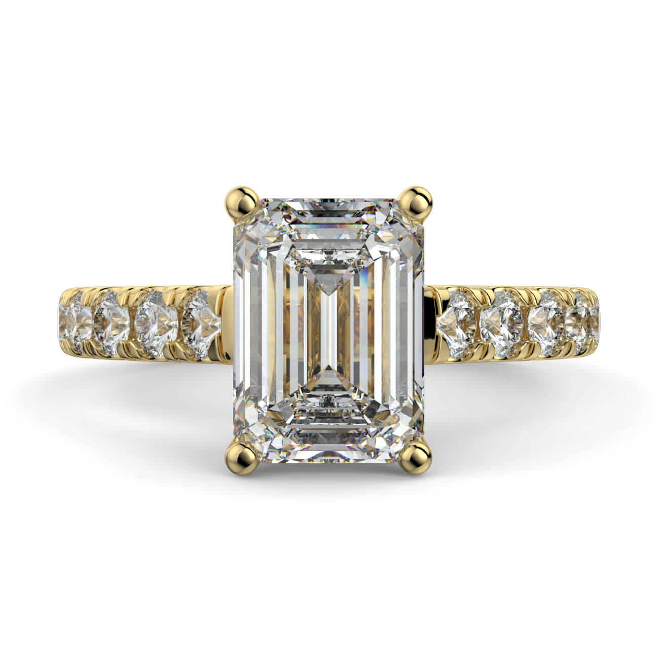 Prestige Emerald Cut Diamond Engagement Ring In 18k Yellow Gold – Australian Diamond Network
