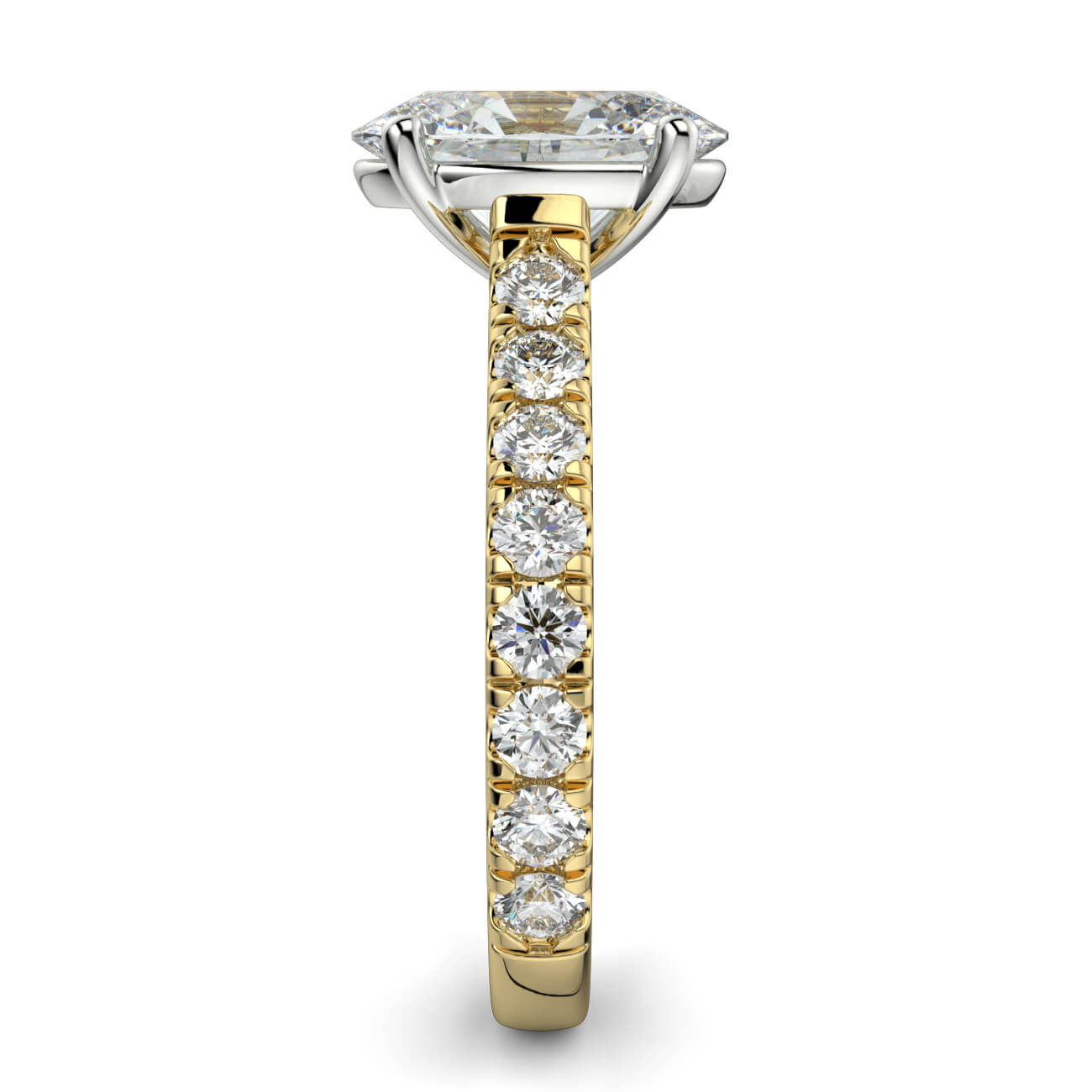 Prestige Oval Cut Diamond Engagement Ring In 18k Yellow & White Gold – Australian Diamond Network