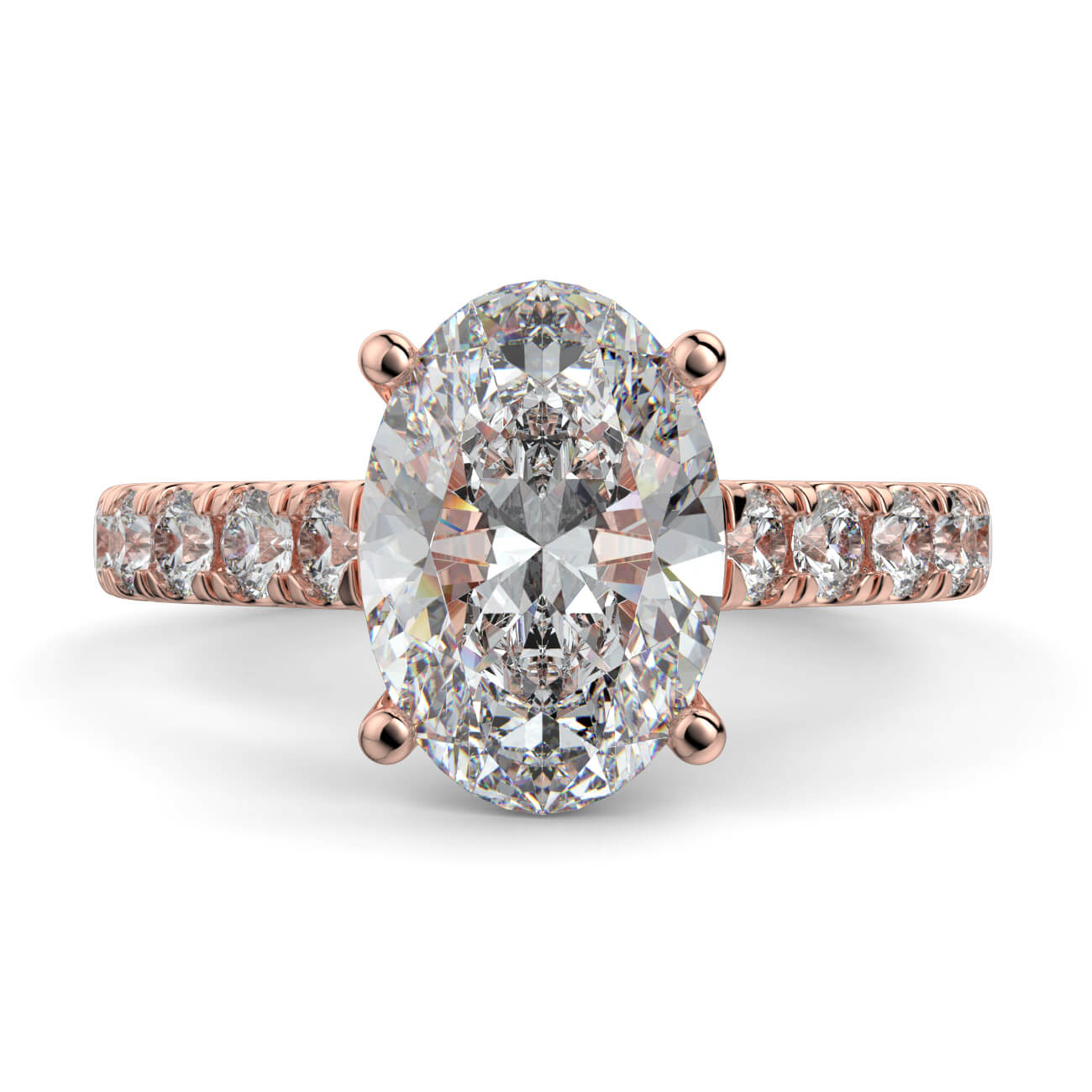 Prestige Oval Cut Diamond Engagement Ring In 18k Rose Gold – Australian Diamond Network