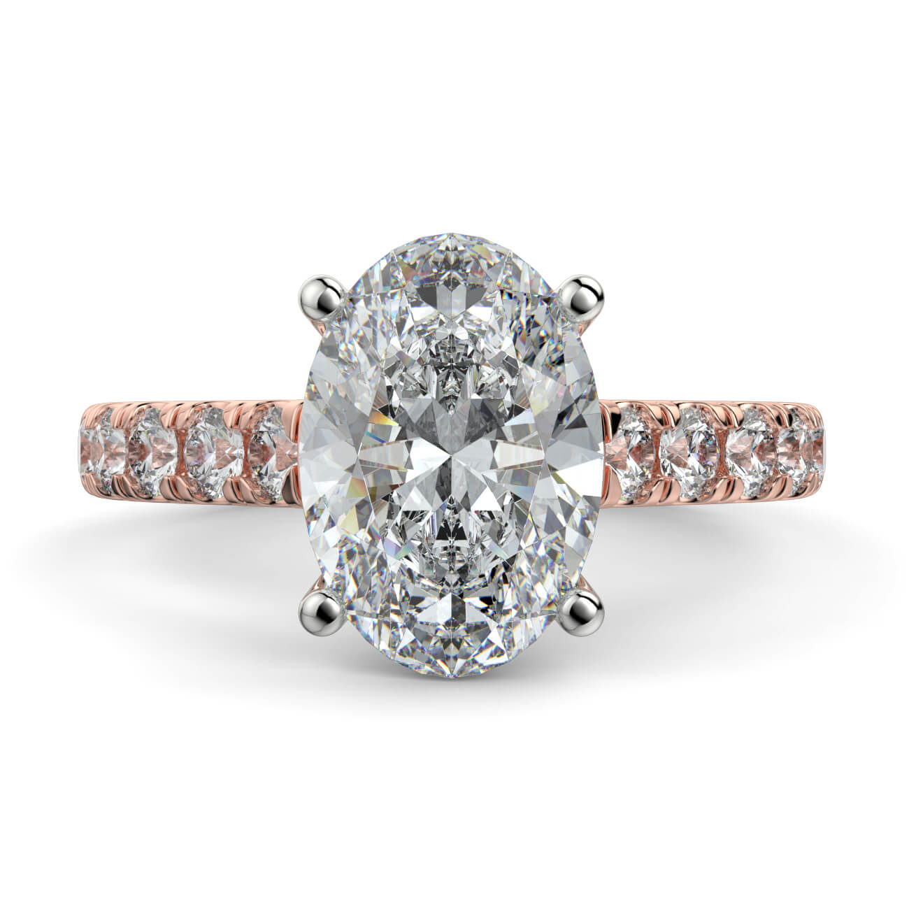 Prestige Oval Cut Diamond Engagement Ring In 18k Rose & White Gold – Australian Diamond Network