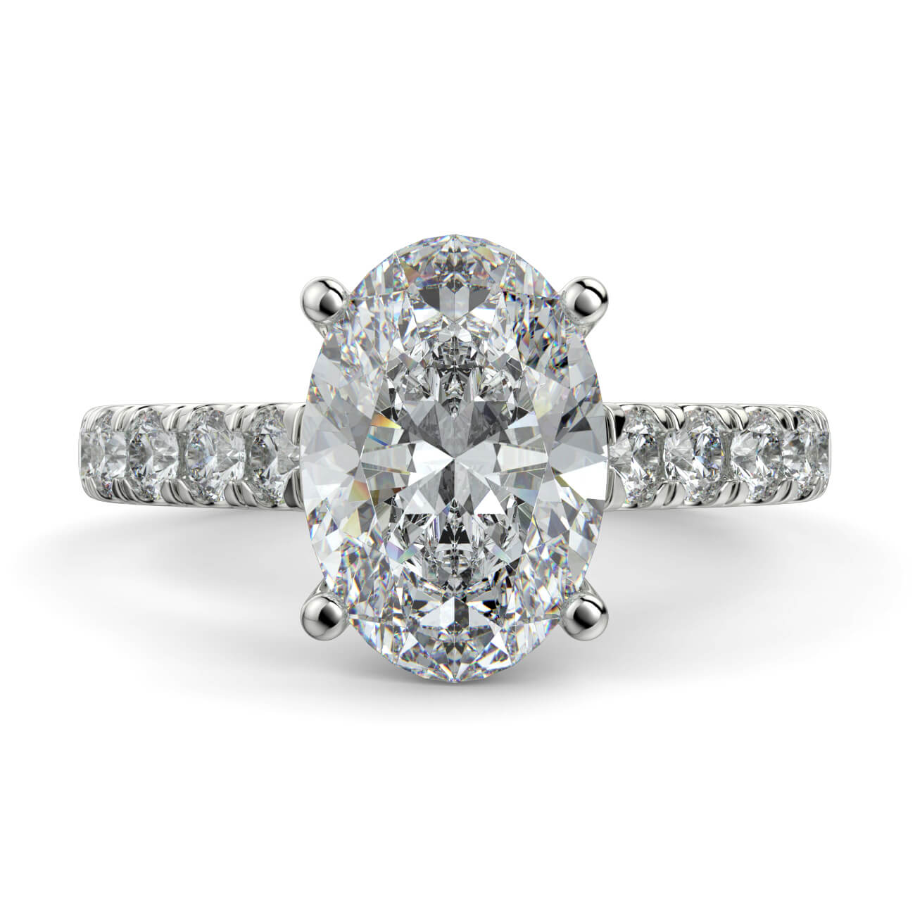 Prestige Oval Cut Diamond Engagement Ring In 18k White Gold – Australian Diamond Network