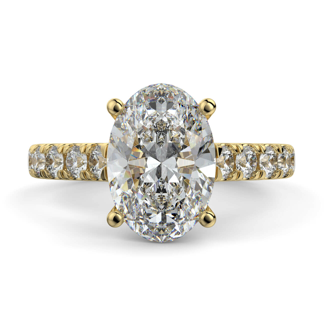Prestige Oval Cut Diamond Engagement Ring In 18k Yellow Gold – Australian Diamond Network