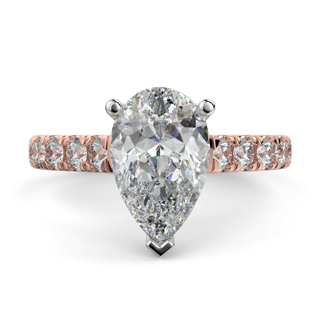 Prestige Pear Cut Diamond Engagement Ring In Rose and White Gold – Australian Diamond Network