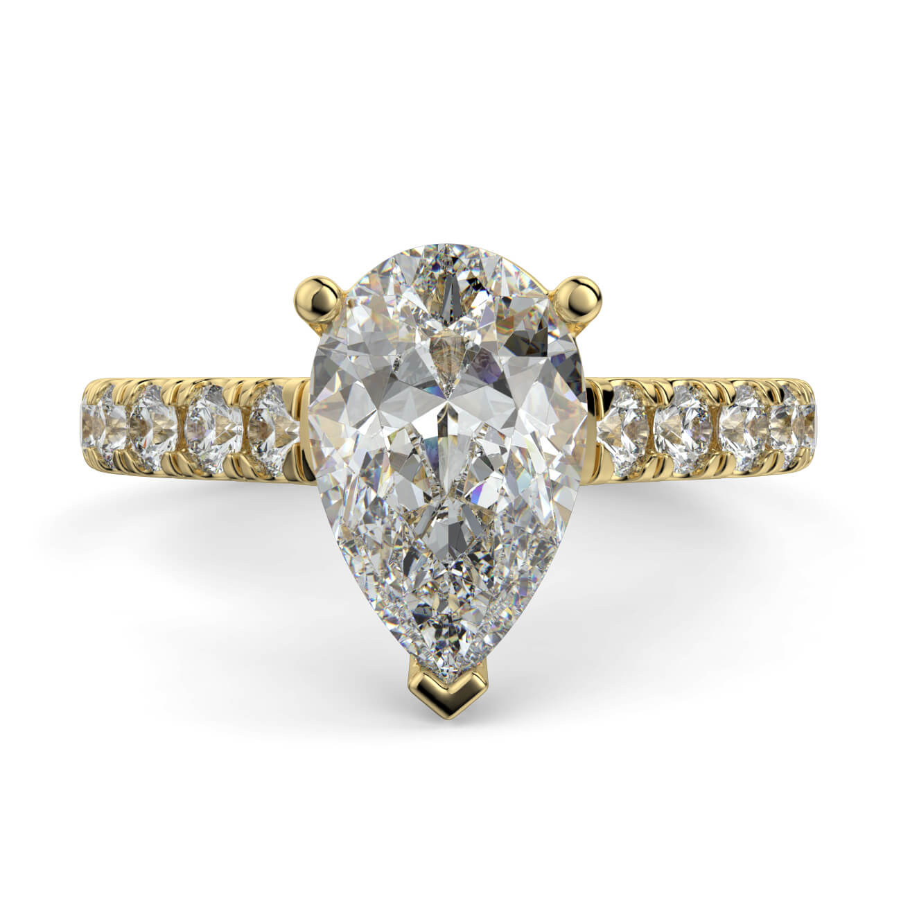 Prestige Pear Cut Diamond Engagement Ring In Yellow Gold – Australian Diamond Network