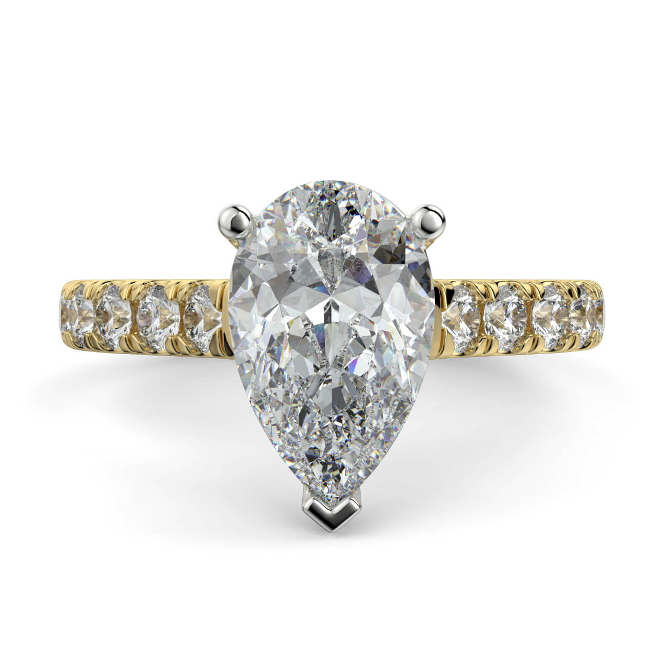 Prestige Pear Cut Diamond Engagement Ring In Yellow and White Gold – Australian Diamond Network