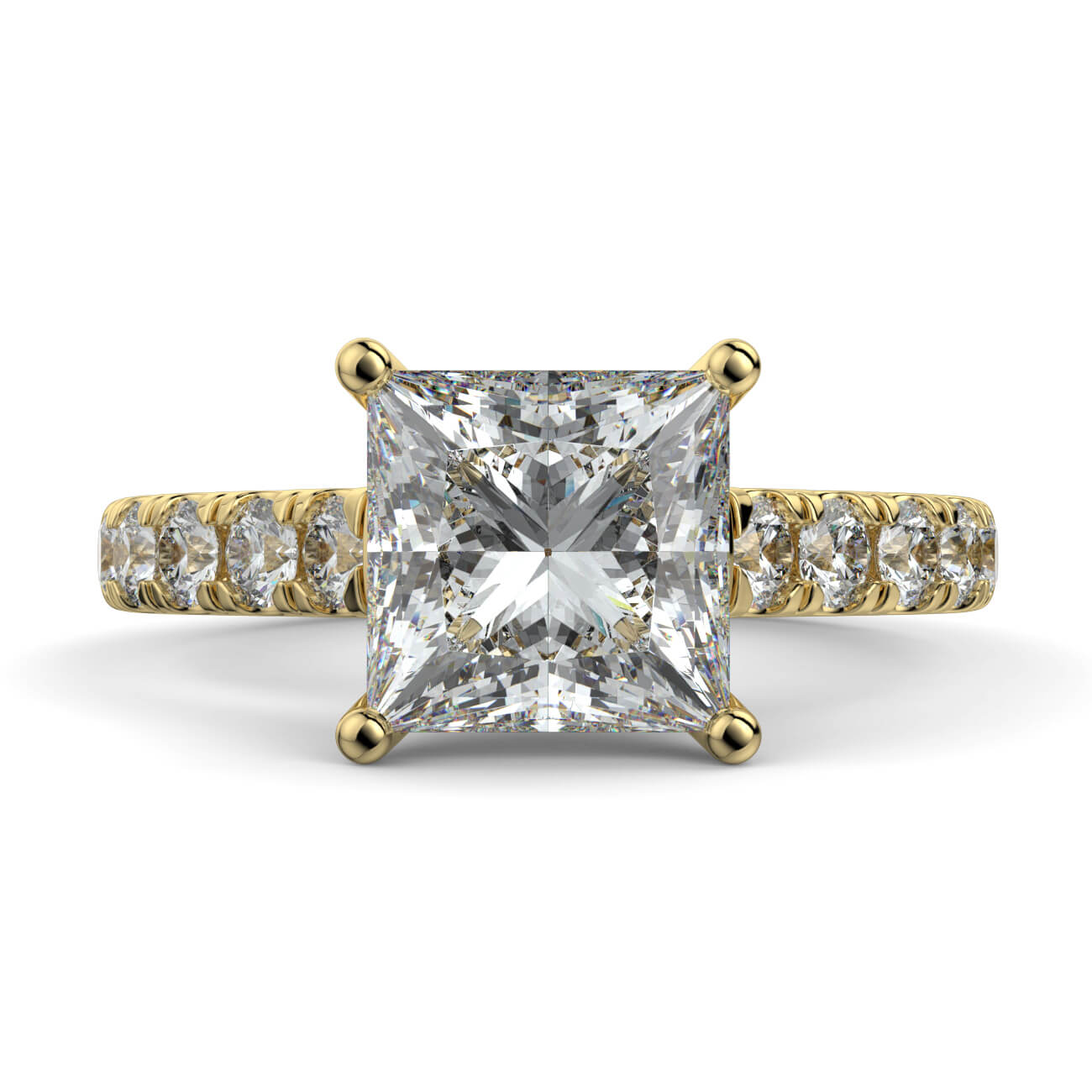 Prestige Princess Cut Diamond Engagement Ring In Yellow Gold – Australian Diamond Network