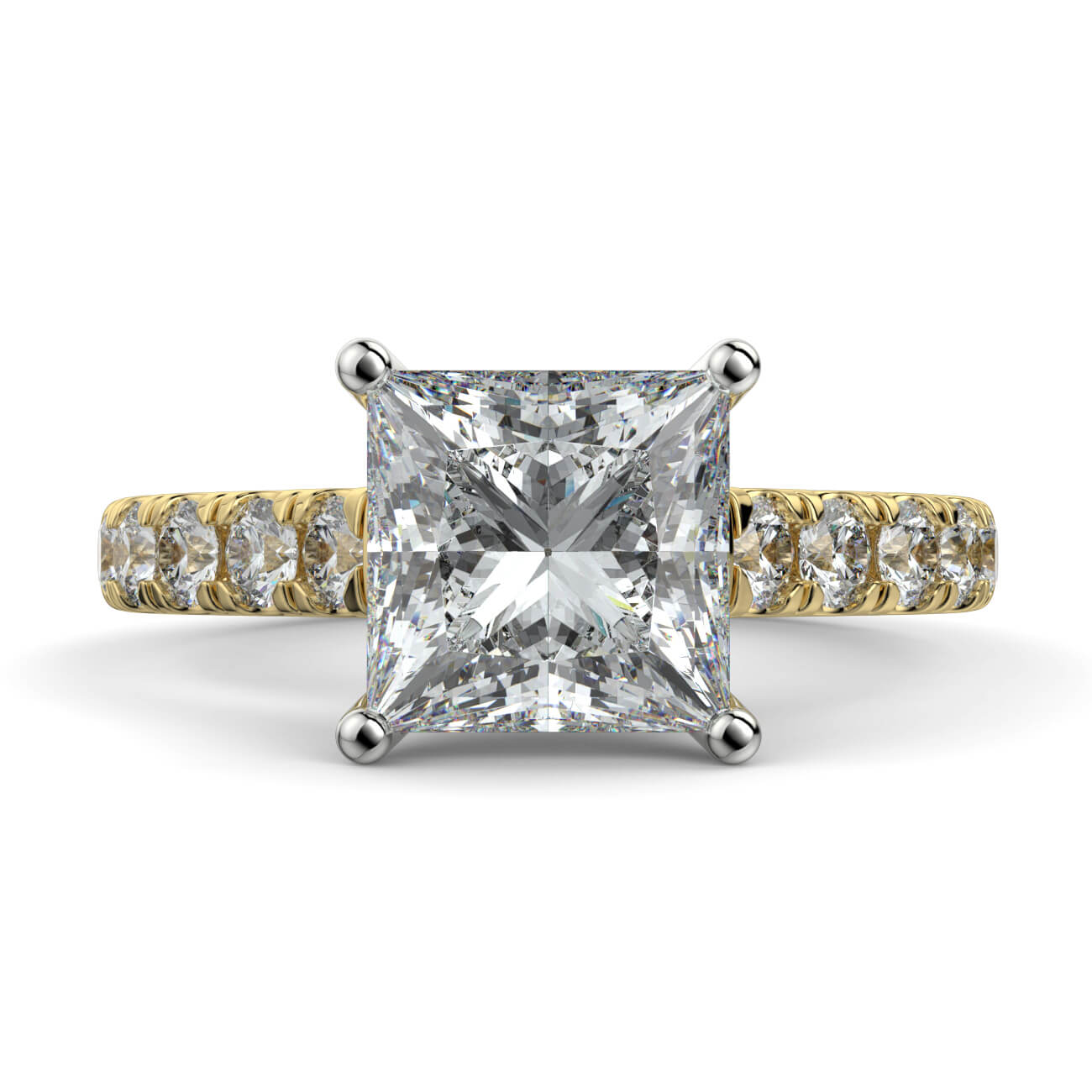 Prestige Princess Cut Diamond Engagement Ring In Yellow & White Gold – Australian Diamond Network
