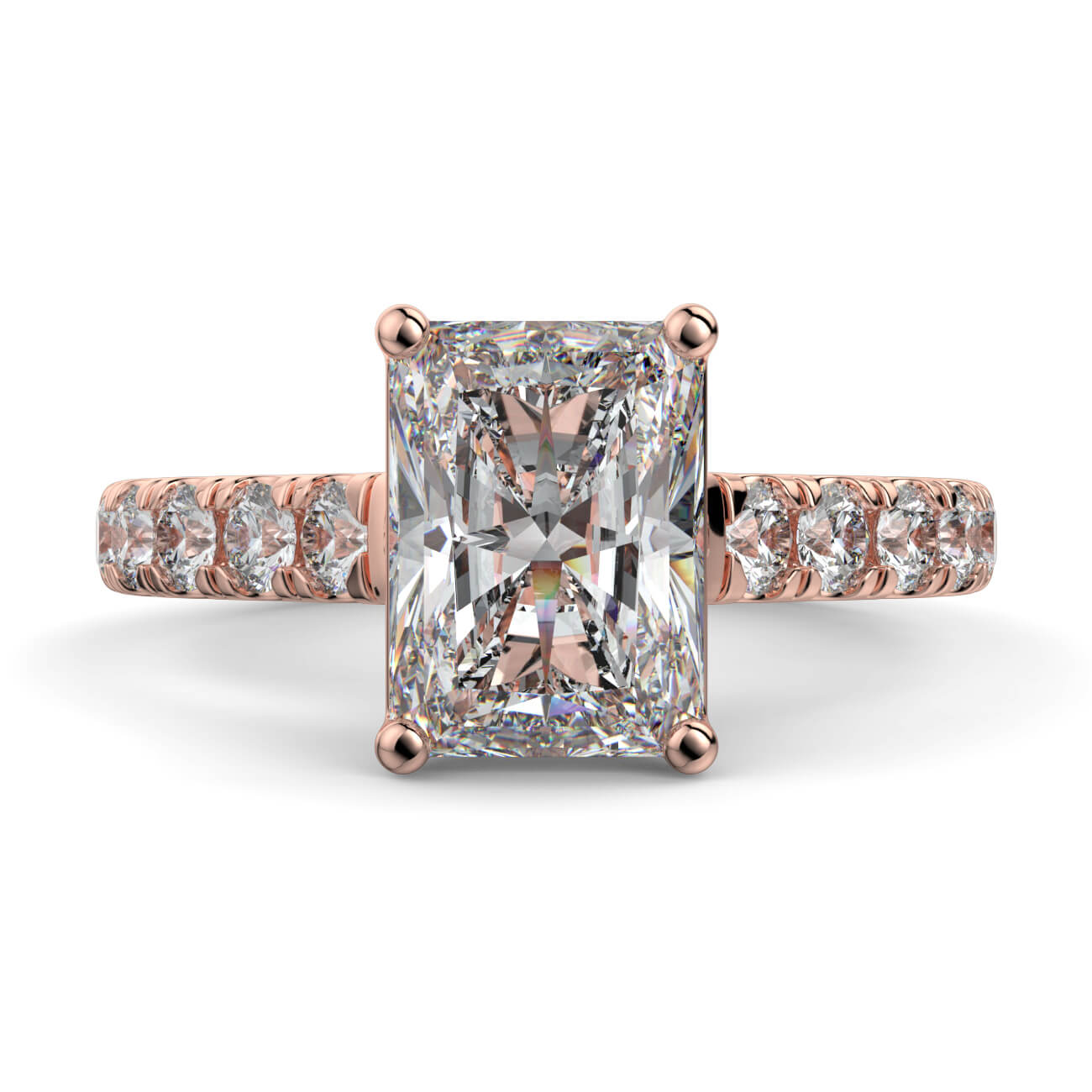 Prestige Radiant Cut Diamond Engagement Ring In Rose Gold – Australian Diamond Network