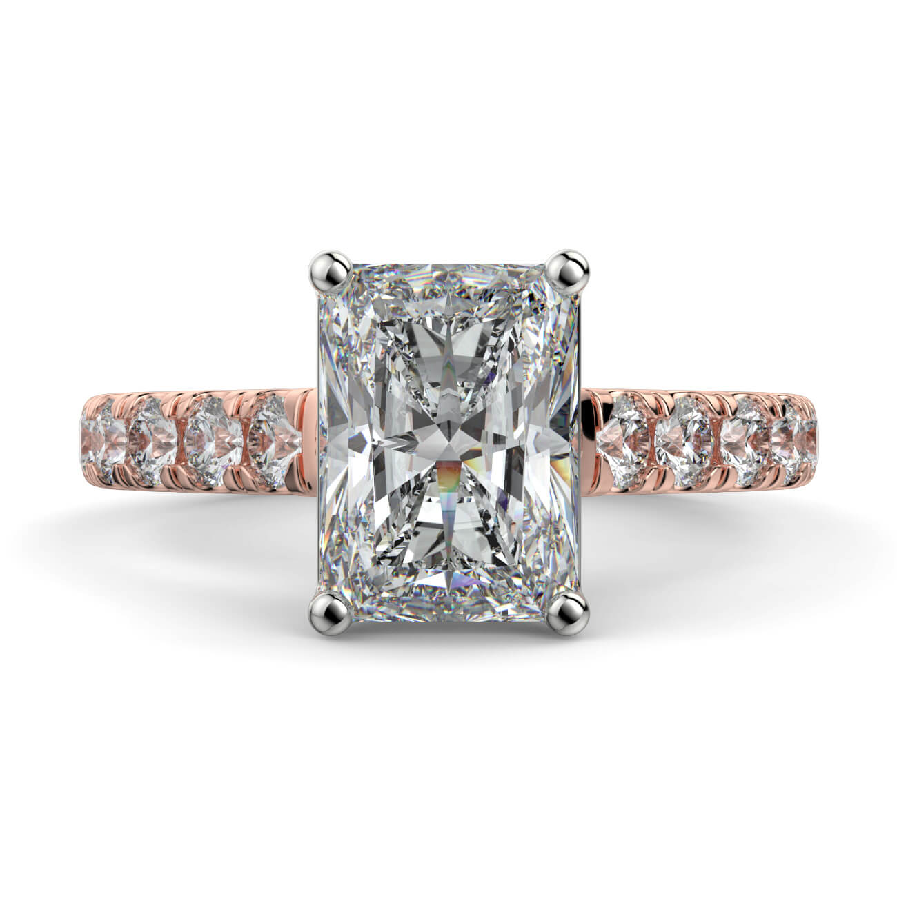 Prestige Radiant Cut Diamond Engagement Ring In Rose and White Gold – Australian Diamond Network