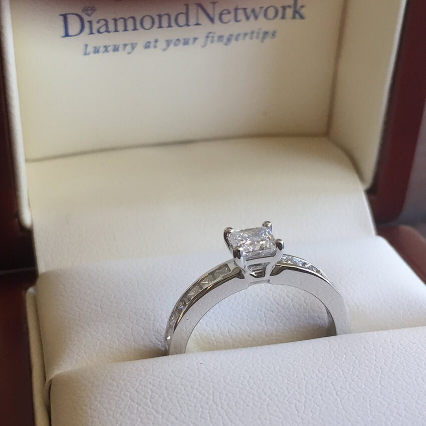 Princess Cut Channel Set Diamond Engagement Ring - Australian Diamond Network