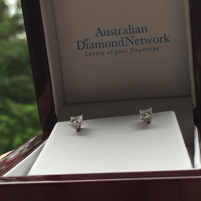 Princess cut diamond stud earrings - Australian Diamond Network